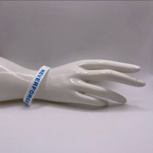 Never Forget September 11 Memorial White & Blue Rubber Bracelet
